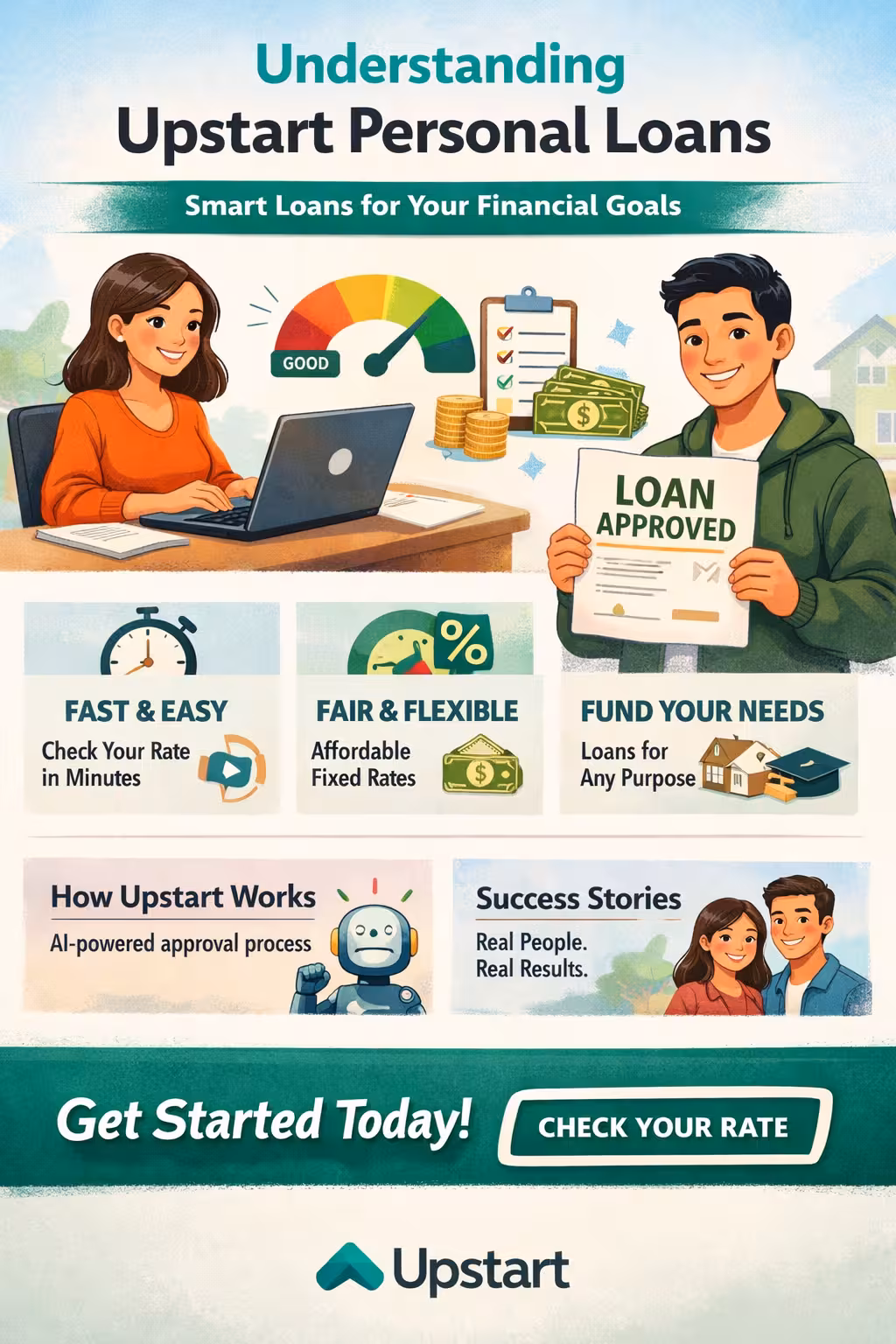 Upstart is not a traditional lender, and it does not pretend to be. Where most lenders run your credit score, check your income, and make a decision in seconds, Upstart feeds over 1,500 data points through an AI model before deciding whether to approve you.